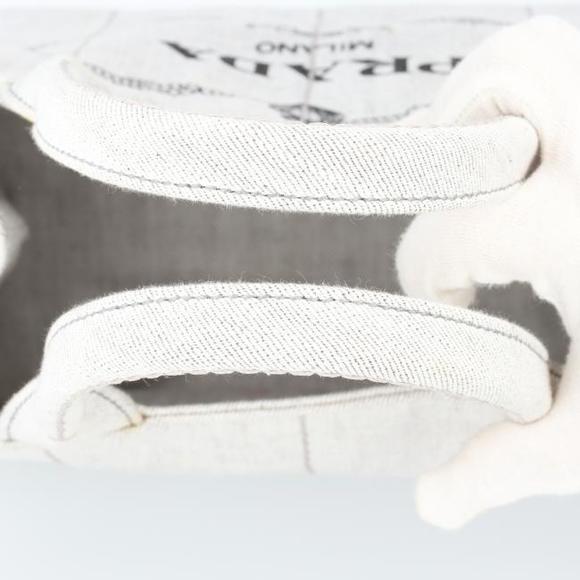 PRADA CANAPA Tote BIANCO Light Grey Leather Denim White Bag Shoulder Bag h - Picture 13 of 16